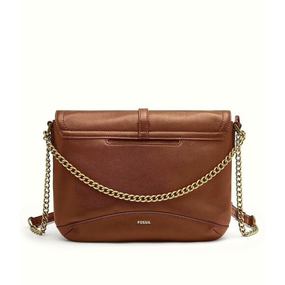 New Fossil Edelyn Crossbody bag Leather Medium Brown - Picture 1 of 3